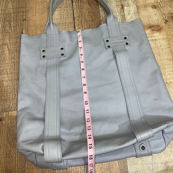 STEPHANE VERDINO LARGE GREY LEATHER TOTE BAG EUC - Picture 12 of 14